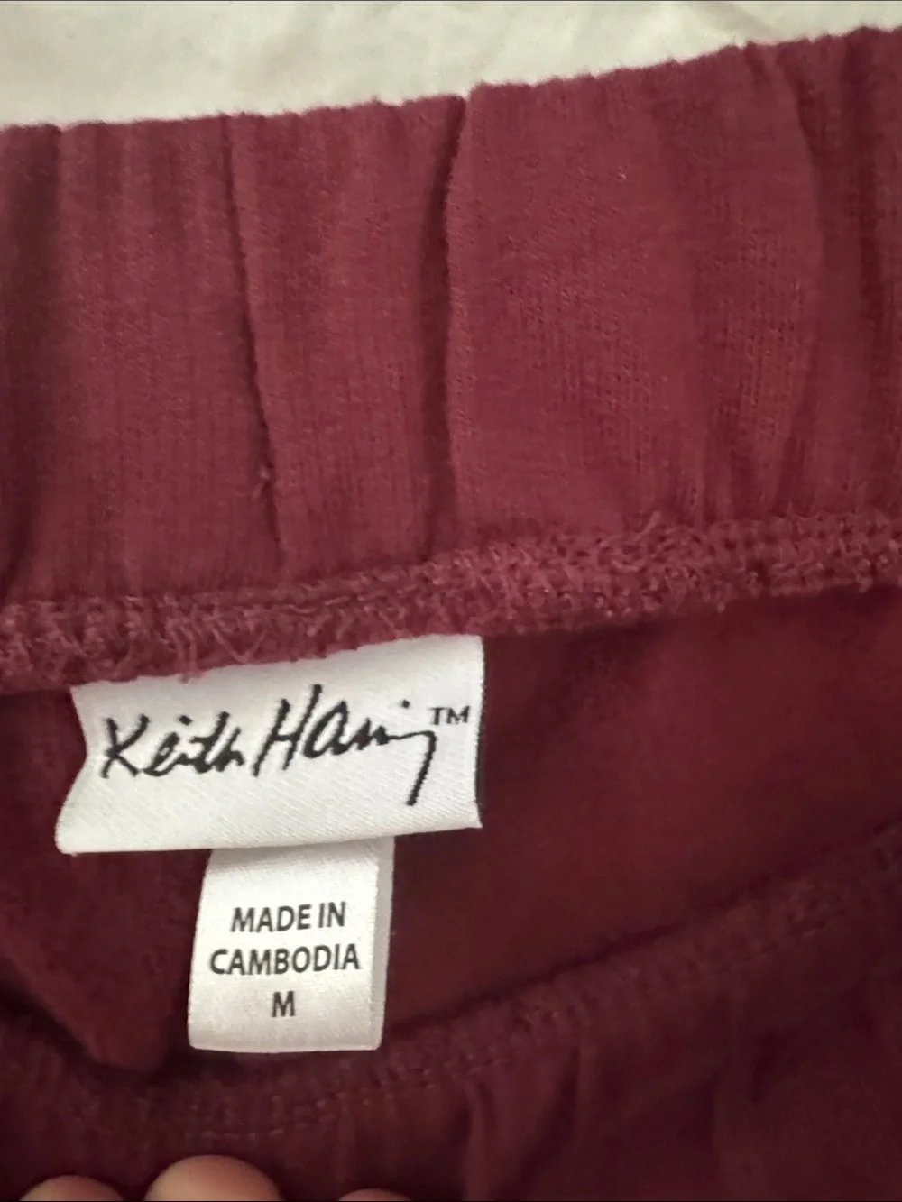 Keith Haring Iconic Dog Graphic Women's Maroon Sweatshirt & Joggers Set